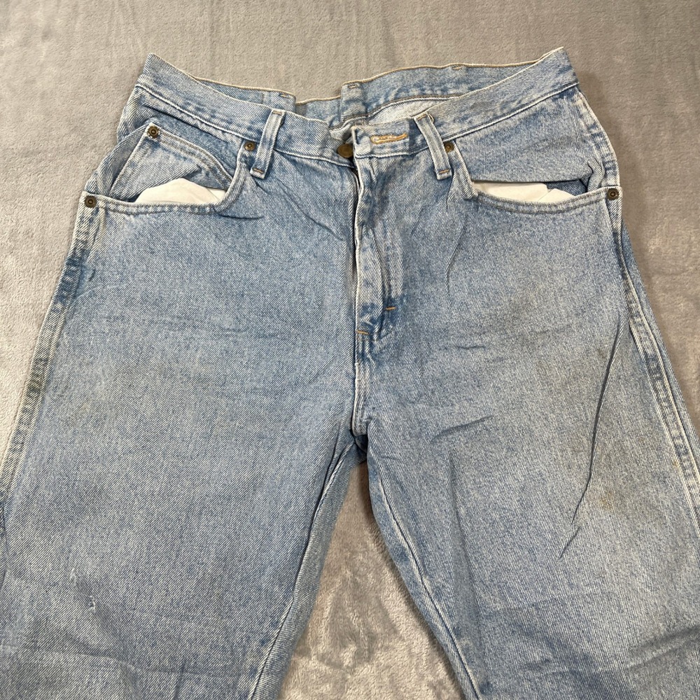 Wrangler Regular Fit Jeans Mens 34x30 Light Wash Blue Straight Leg 96501SL Denim - Picture 4 of 8